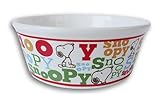 Peanuts Small Dog Pet Bowl 1.5 Cup Capacity - Patterned Stoneware Dish for Dogs, Cats, Small Pets - 5.25 x 2 Inch (Snoop Pup)