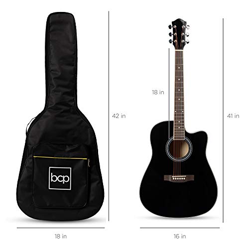 Best Choice Products Guitare acoustique pour débutant de 104,1 cm avec étui, sangle, capo, cordes, médiators, accordeur – Noir - Les Beatles, Paul McCartney, John Lennon, RIngo Starr, George Harrison Best Choice Products Guitare acoustique pour débutant de 104,1 cm avec étui, sangle, capo, cordes, médiators, accordeur – Noir – Image 8