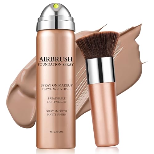 ROSAWEE AirBrush Foundation Spray, Magic Minerals Airbrush Foundation, Breathable Long-Lasting Silky Flawless Foundation Mist Makeup Full Coverage for Smooth Radiant Skin-#07 Medium