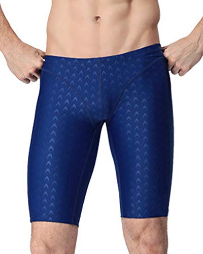 UR MAX BEAUTY Mens' Athletic Swim Jammers Quick Dry Compression Square Leg Swim Brief Swimsuit,Blue,L