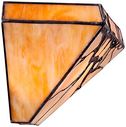 Image of Robert Louis Tiffany Budding Branch Tiffany Style Wall Light Sconces Set of 2 Copper Amber Art Glass Hardwired 14 inch Fixture for Cottage Core Bedroom Bathroom Vanity Living Family Room Home Hallway