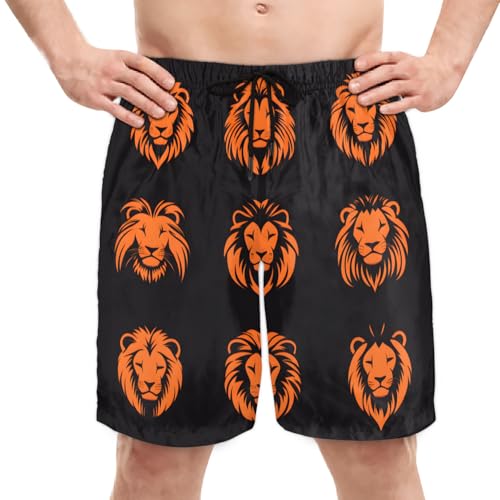 Men's Swim Trunks Size S Lions Wallpaper with Mesh Lining Soft Breathable Quick Dry Beach Shorts