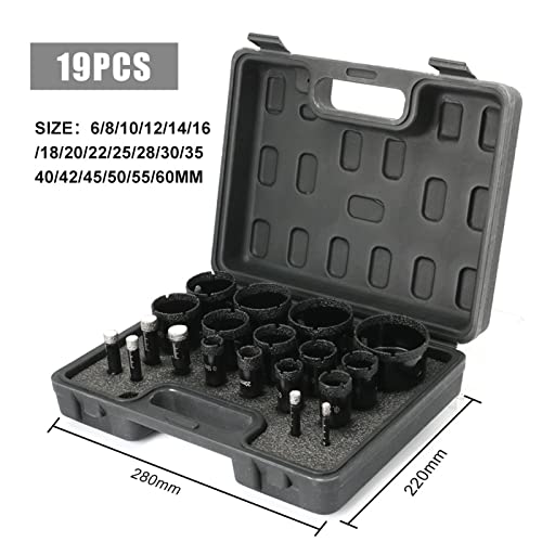 Brocas diamantadas 19 pzas 6-60mm para vidrio y piedra miniatura 2