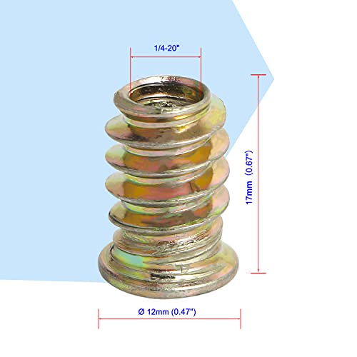 Insert fileté bois 1/4-20 solide : lot de 30 fixations hexagonales - 2