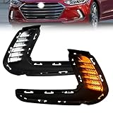 Nioboee LED Fog Lights Compatible With 2016 2017 2018 Hyundai E lantra Sixth Generation Front Bumper Lights DRL Fog Lamps Clear Lens with Harness Driver and Passenger Side