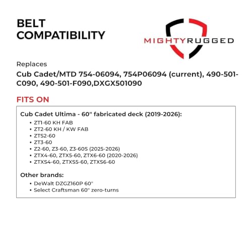 Image of MightyRugged 754-06094, 754P06094 60 in Deck Belt for Cub Cadet Ultima ZT