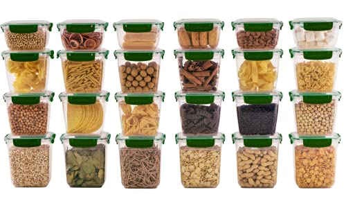 uandu Lock & Fresh Boite Rangement Cuisine Lot de 24, Bocaux Hermetiques Alimentaires en Plastique Scellée avec Couvercle, boîtes de conservation avec couvercle pour aliments, Cereales - Vert Cover