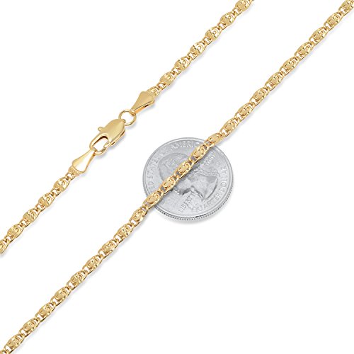 The Bling Factory 3mm 14k Yellow Gold Plated Cable Venetian Chain Necklace - Image 3
