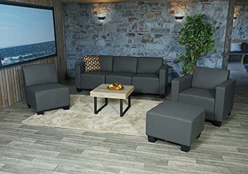 Modular Sofa-System Couch-Garnitur Lyon 3-1-1-1, Kunstleder - dunkelgrau