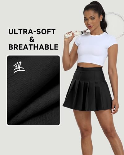 Image of Girls Pleated Skirts Tennis Skirt with Shorts High Waisted Mini Skort | Side Zipper, A-Line Cut,Stretchy Back Elastic Waistband, Athletic Golf Skorts, Uniform, Casual, Festival Outfit