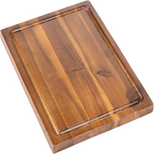 Tabla de cortar rectangular de madera Acacia 14x10 pulgadas miniatura 1