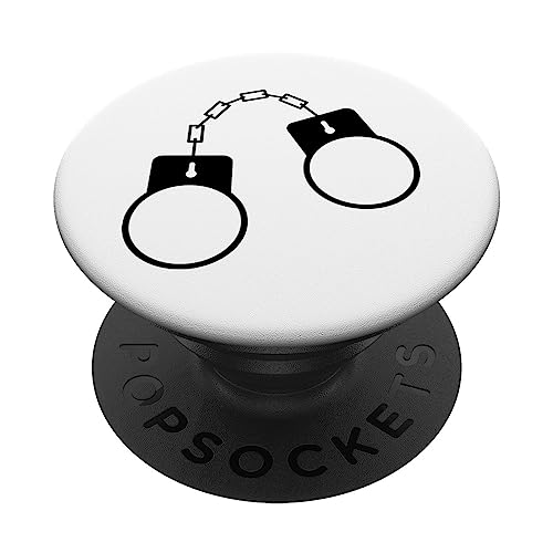 Handcuffs Hand Cuff Handcuff Manacle Shackle PopSockets Swappable PopGrip, Black