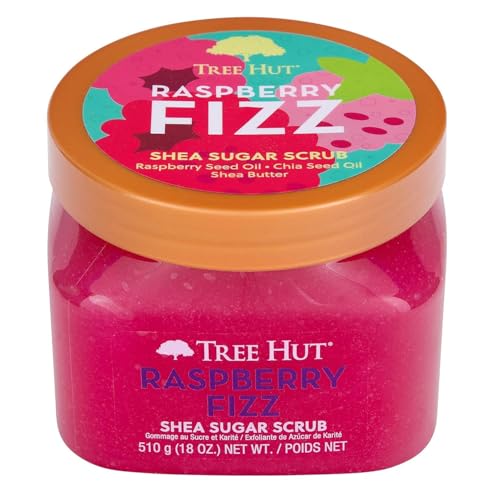 Image of Tree Hut Raspberry Fizz Body Scrub, Exfoliating & Hydrating Sugar Scrub with Shea Butter & Essential Oils, Smooth Skin, Body Exfoliator For All Skin Types, Self Care Gifts for Women, Vegan, 18 Oz