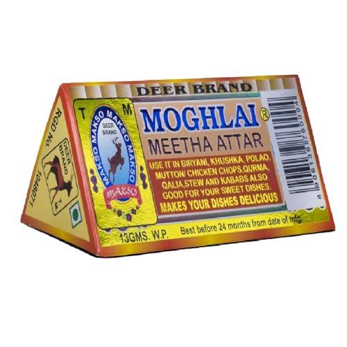 DEER BRAND Royal Mughlai Meetha (Mitha) Attar Sweet Essence(MFG by MD. Afzal & Asrar Khan Kolkata)For Biryani Biriyani, Cooking Rice Dishes, Pulao, Mutton-Chicken, Chops, Korma, Khsuka, Stew, & in Kabab (13g, Mughlai Meetha Attar Biryani Essence)