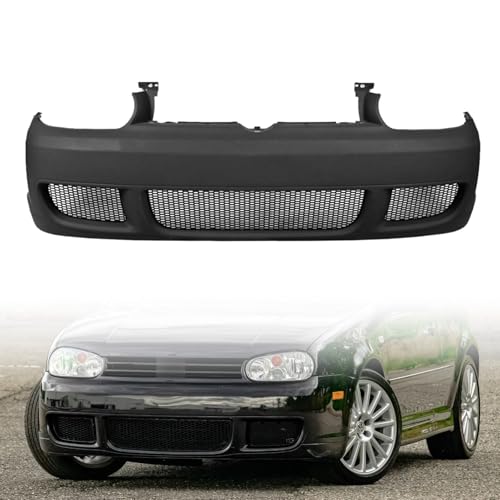 Front Bumper Cover with Mesh Grille Compatible with 1999-2005 Volkswagen Golf MK4 R32 Style