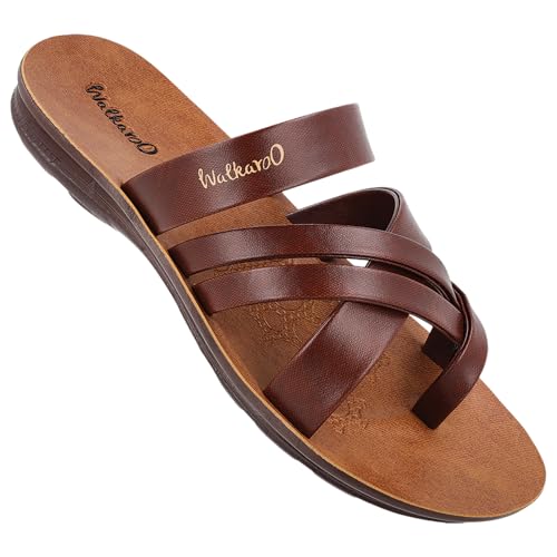 Image of WALKAROO Men's Fashion Sandals with Toe Ring, Cross Straps and Lightweight - W5687