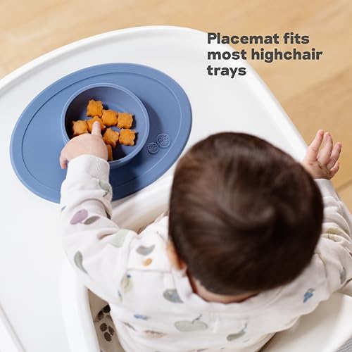 image for ezpz Tiny Bowl (Blue) - Silicone Suction Placemat + Bowl for Infants -