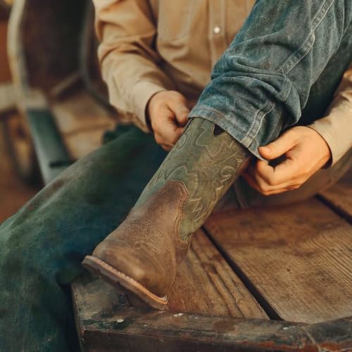 Image of Lumeheel Cowboy Boots for Men - Western Men's Boots with Classic Embroidered, Slip on Square Toe Boots, Slip Resistant Country Boots Chunky Heel Ankle, Durable Short Boots for Spring Fall