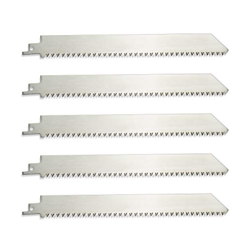 YaFex 9 Inch 8TPI Unpainted Reciprocating Saw Blade for Frozen Meat and Bones, Middle Teeth Stainless Steel Saw Blades for Food Cutting Turkey, Pork loin, and Cured Ham 5pack