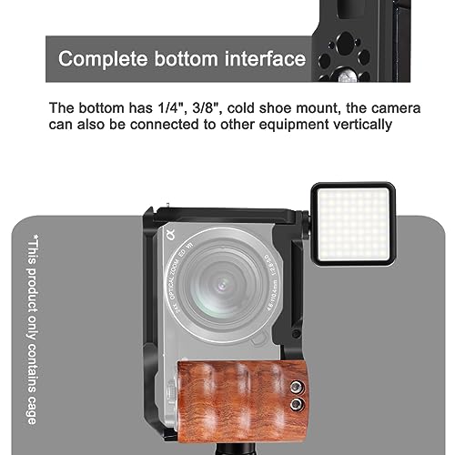 Image of Camera Cage Rig Wood Handle Grip Compatible with Sony ZV-E10 for Tube Clamps Top Handle, Side Handle, Microphones Camera Accessories.