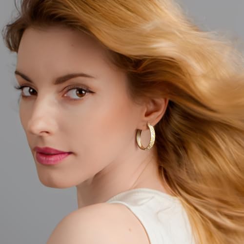 14K Gold Hoop Earrings for Women 14K Gold Earrings V-Shaped Cubic Zirconia Inlay Thick Hoops Womens Earring 25/30mm3