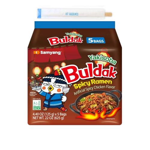 KF GOODIES Korean Ramen Variety Pack Gift Box (5 Count) – Spicy Buldak Noodle Assortment for Birthdays, College Care Packages, Office Snacks, and Gift Baskets