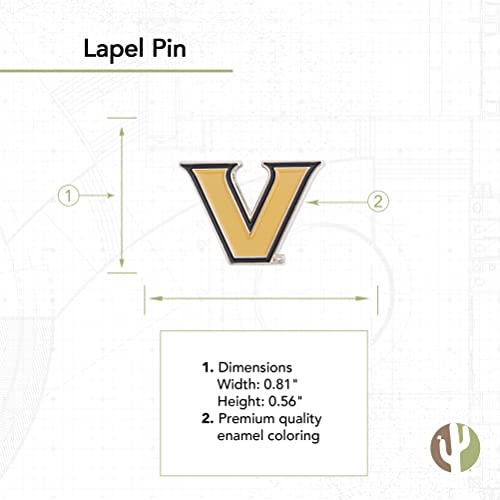 Image of Desert Cactus Vanderbilt University Lapel Pin VANDY Commodores Made of Metal for Formal Wear, Bag and Hat Jewelry, and Tie Tack (Pin A)