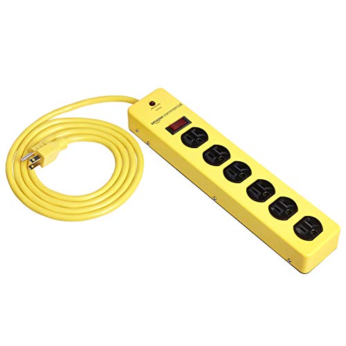 Amazoncommercial Heavy Duty Metal Surge Protector Power Strip, 1 Pack, Yellow #TOP26