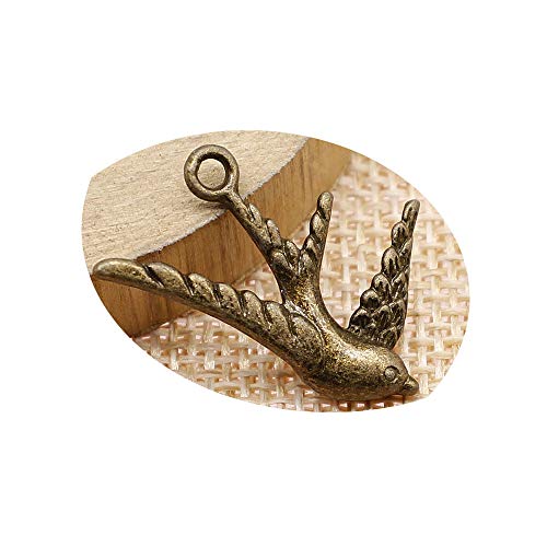 honggui1111-20pcs 26x25mm Swallow Bird Charm Swallow Charms Bird Pendant Swallow Bird Pendant Charm (Ancient Bronze)