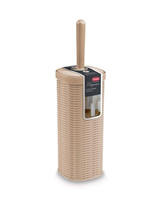 Stefanplast Elegance Portascopino WC - Design Rattan, Colore Grigio Ardesia, Made In Italy (12x12xH40cm) - 3