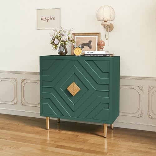 HOLTICO - Cómodo aparador con 2 puertas, armario de cocina, armario de almacenamiento para salón, cocina, dormitorio - Verde