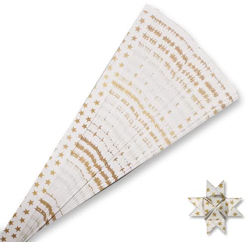 Gold Star Patterned Paper Strips for Weaving Projects. Paper Strips for Moravian Stars, German Stars and Froebel Stars. 50 Strips per Pack (1/2 x 20