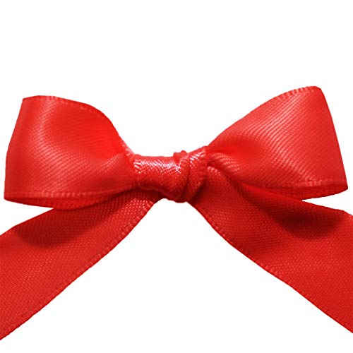 Image of Morex Ribbon Double Face Satin Ribbon, 3 /8 inchx 50 Yd, Hot Red