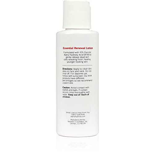 Alpha Skin Care Essential Renewal Lotion | Anti-Aging Formula | 10% Glycolic Alpha Hydroxy Acid (AHA) | Reduces the Appearance of Lines & Wrinkles | For Normal to Dry Skin | 4 Oz