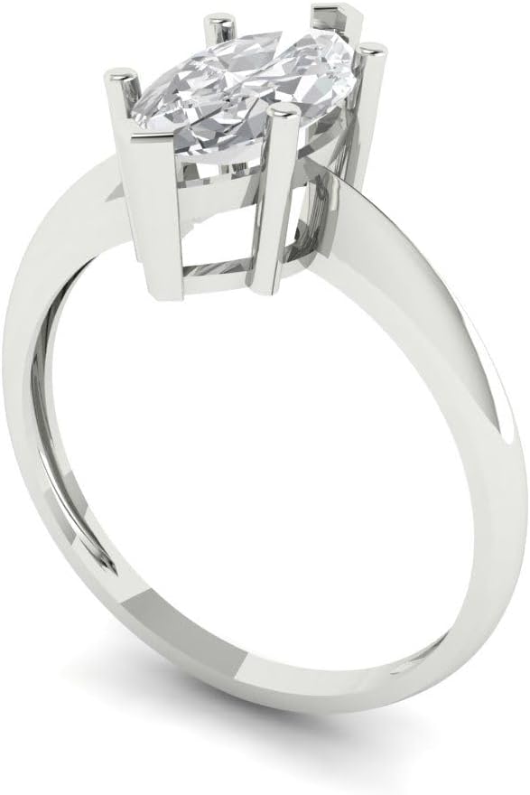 1 Ct Brilliant Princess Cut Clear Simulated Diamond 14K Yellow Gold Solitaire Engagement Promise Bridal Anniversary Ring