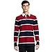 Men's Long Sleeve Polo Shirts for Men Casual Collared Striped Rugby Shirts for Men Soft Pique Cotton Dry Fit Golf Polo Shirts for Mens, L Navy Burgundy