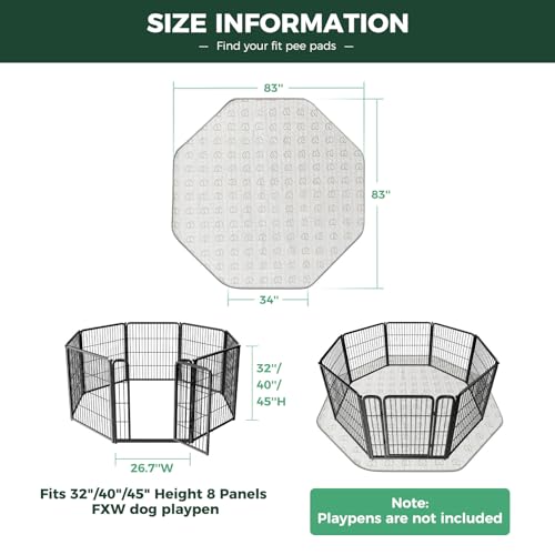 Image of FXW Washable Pee Pads for Dogs, Leak-Proof & Non-Slip, Specifically Designed for FXW Rollick /Homeplus 32 /40 /45inch 8 Panels Dog Playpen, 34 inch Octagon, Khaki, 2 Packs