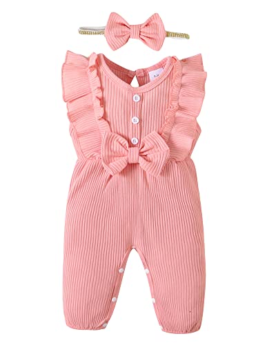Image of Mioglrie Newborn Baby Girl Clothes Romper Cotton Newborn Outfit for Girls Cute Infant Baby Clothes for Girls