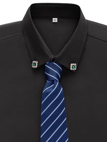 MAGE MALE Men's Dress Shirts Solid Long Sleeve Stretch Wrinkle-Free Formal Shirt Business Casual Button Down Tops4