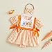 BemeyourBBs Newborn Baby Girl Easter Outfit My First Easter Romper Dress Cute Infant Girl Clothes (Bunny Striped Orange, 6-9 Months)