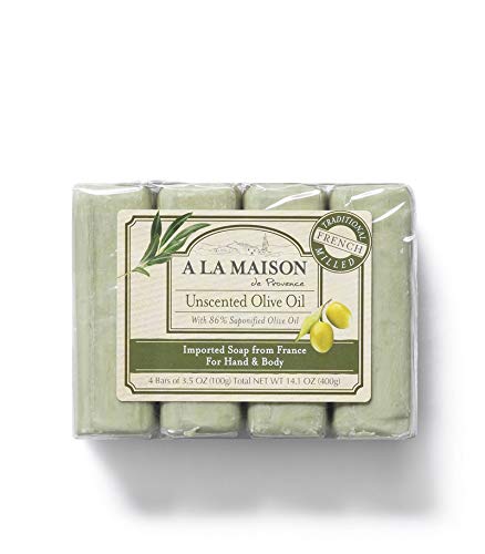 A La Maison Unscented Olive Oil Bar Soap - Triple French Milled Natural Moisturizing Hand Soap Bar (12 Bars Of Soap, 3.5 Oz) #TOP2