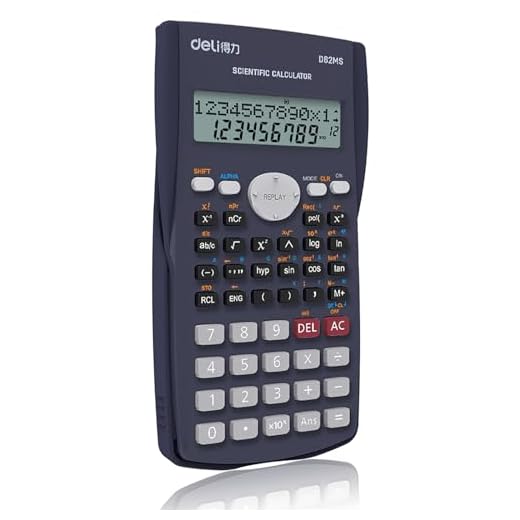 Deli WD82DMS Scientific Calculator with 240 Functions and 2 Line LED Display | ANS Function, Fractional Arithmetic Function | 3 Years Warranty (Black)