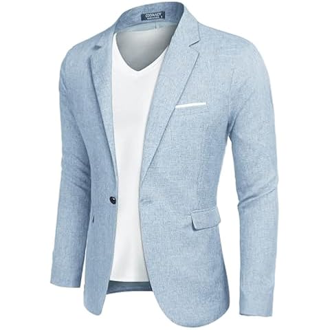 COOFANDY Men's Jacket Sporty Leisure Blazer Modern Suit Jacket Casual Jacket 1 Button Blue Grey L Cover