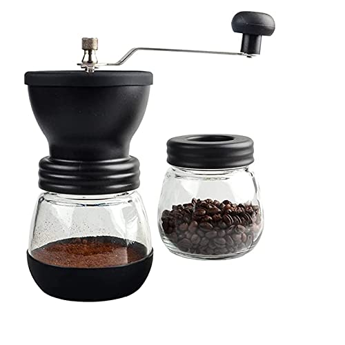 Flatware Moulin à café Manuelle Moulin à café avec bocaux en Verre Clair pour Camping Tea Cold Brew Coffee Coêle Voyage Lait de Voyage
