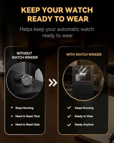 Image of Automatic Watch Winder with Japanese Motor - Silent Adjustable Rotation, Premium PU Leather Exterior and Soft Flexible Watch Pillows, Gift for Him, Christmas Gift 2025
