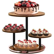 NANXITU 4 Tier Cupcake Tower Stands for 50 Cupcakes,360 Rotatable Round Cup Cake Stand with Tiered Tray,Farmhouse Wooden Dessert Table Display Stands for Wedding Birthday Baby Shower Tea Party