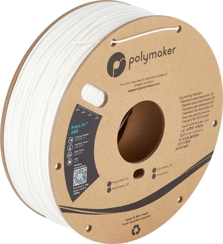 POLYMAKER ABS Filament 2.85mm White, 1kg, High Heat & Impact Resi...