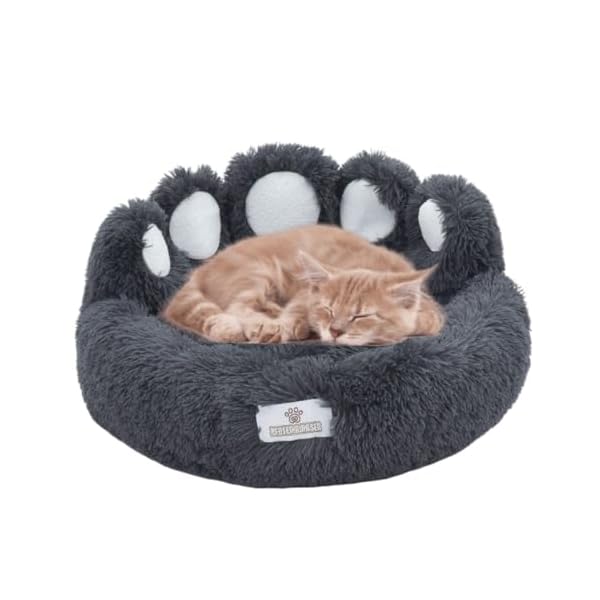 Katzenbett mit Pfotenabdruck (M 55X55 cm, Dunkelgrau)