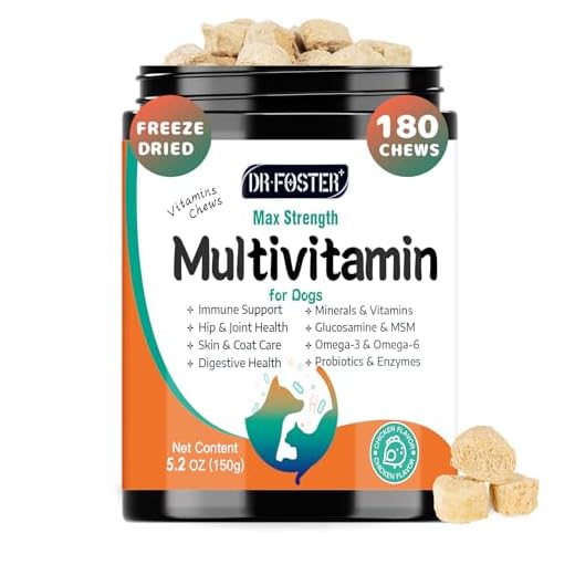 Dog Multivitamin, Dog Vitamins and Supplements, Multivitamin for Dogs with Glucosamine, Probiotics & Omega 3 for Joint, Digestive, Skin, Coat and Immune Health, Chicken Flavor - 180 Bites