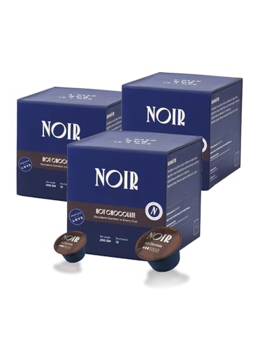 Image of Noir's Hot Chocolate Bundle of 30 Pods | Rich Belgian Chocolate Flavor With Creamy Texture | Dolce Gusto Compatible Pods | Pack of 3 Boxes